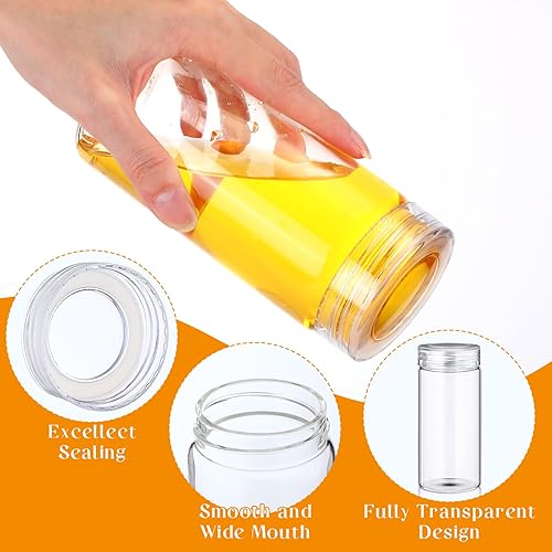 Miniatura 4 de 8 botellas de agua de vidrio de boca ancha con tapas, botellas de jugo reutilizables, recipientes de vidrio a prueba de fugas para líquidos, frascos