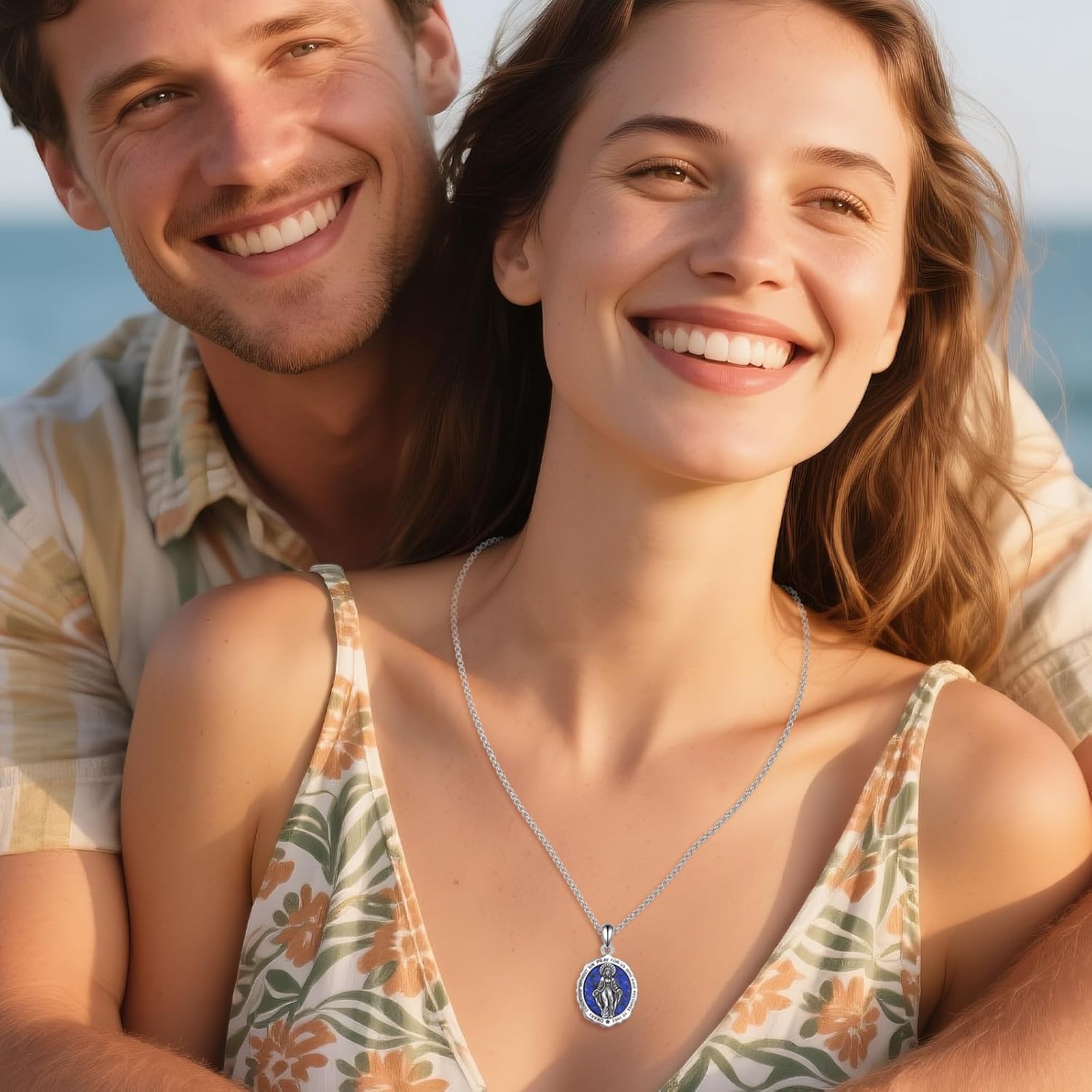 Earth Mother Goddess Hecate Virgin Mary Triple Moon Goddess Necklace Sterling Silver Protection Jewelry for Men Women Patron St Medals Amulet Pendant - Image 4