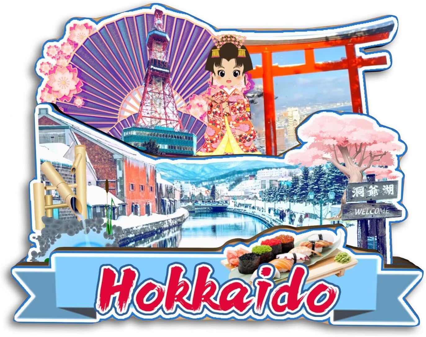 Refrigerator Magnet Hokkaido Japan Fridge Magnet City Travel Souvenirs Tourist Gifts 3D Classic Landmarks Handmade Crafts Home Decoration -3762