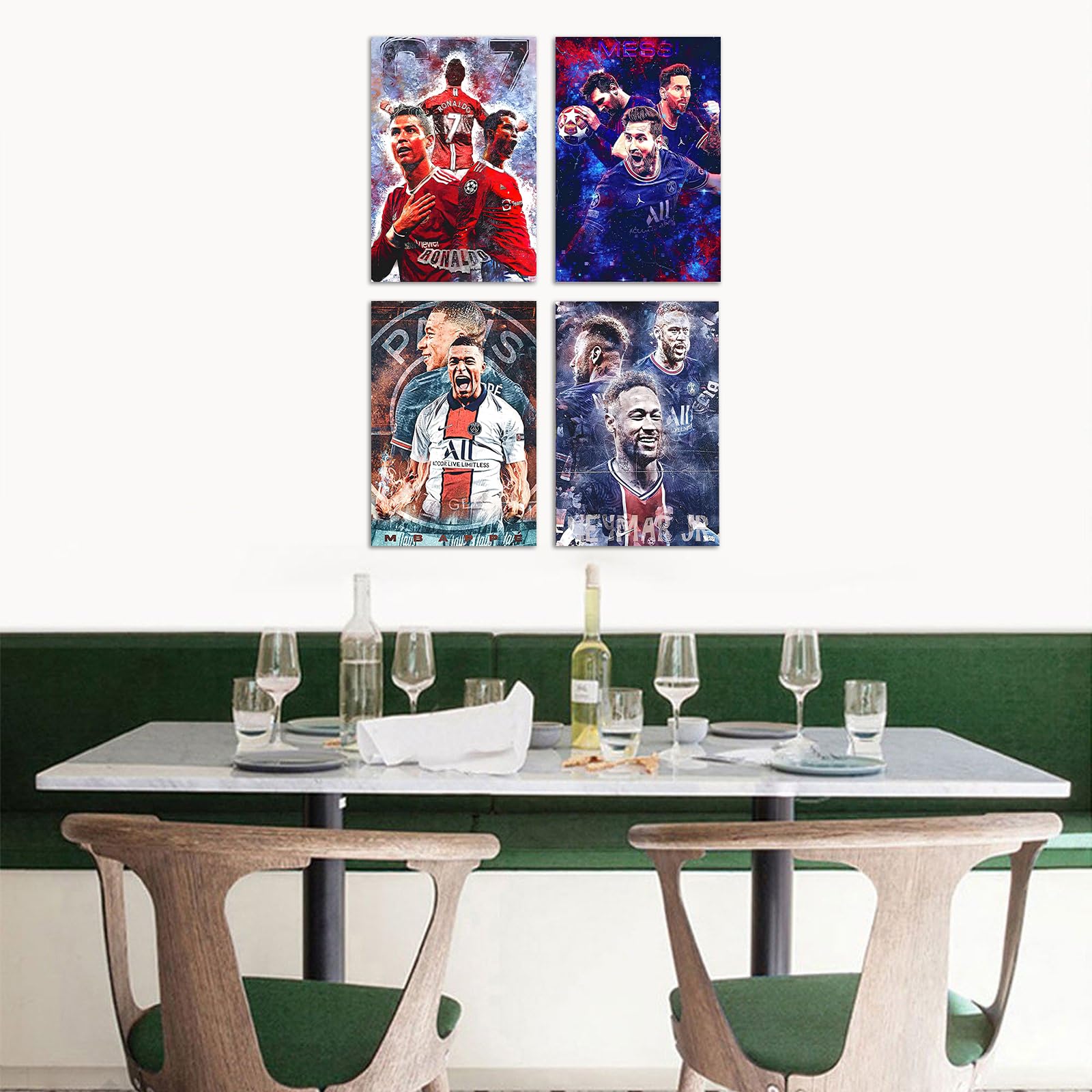 メッシ ロナウド ムバッペ ネイマール アート ポスター 4枚セット A4 メッシ ロナウド ムバッペ ネイマール アート ポスター 4枚