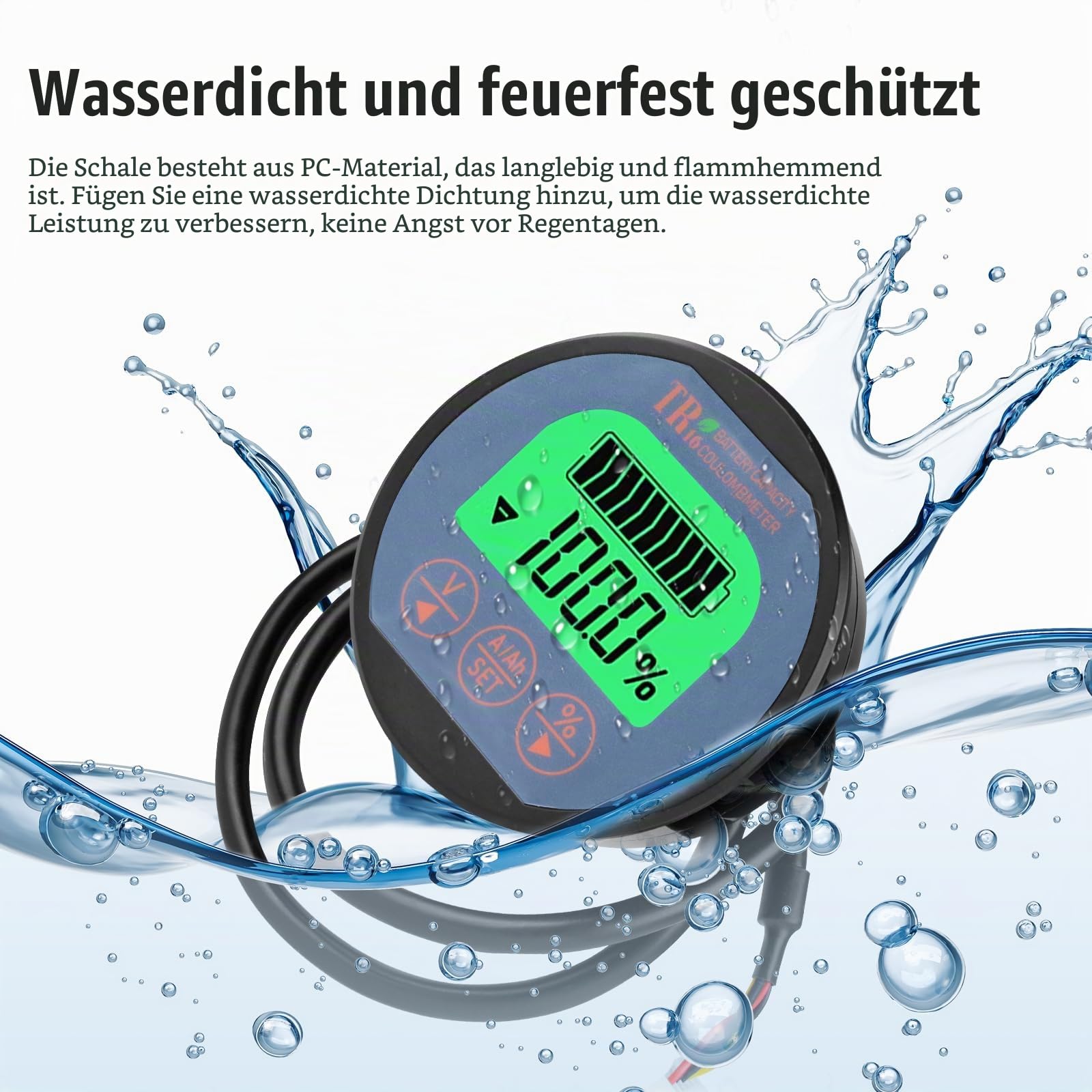 100A Batteriewächter 12V 24V 36V 48V 72V Batteriemonitor 8-120V Spannungsamperemeter LCD Digitales Prüfgerät mit 2m Kabel für Autos Motorboote Wohnmobile Wohnwagen Caravans usw.