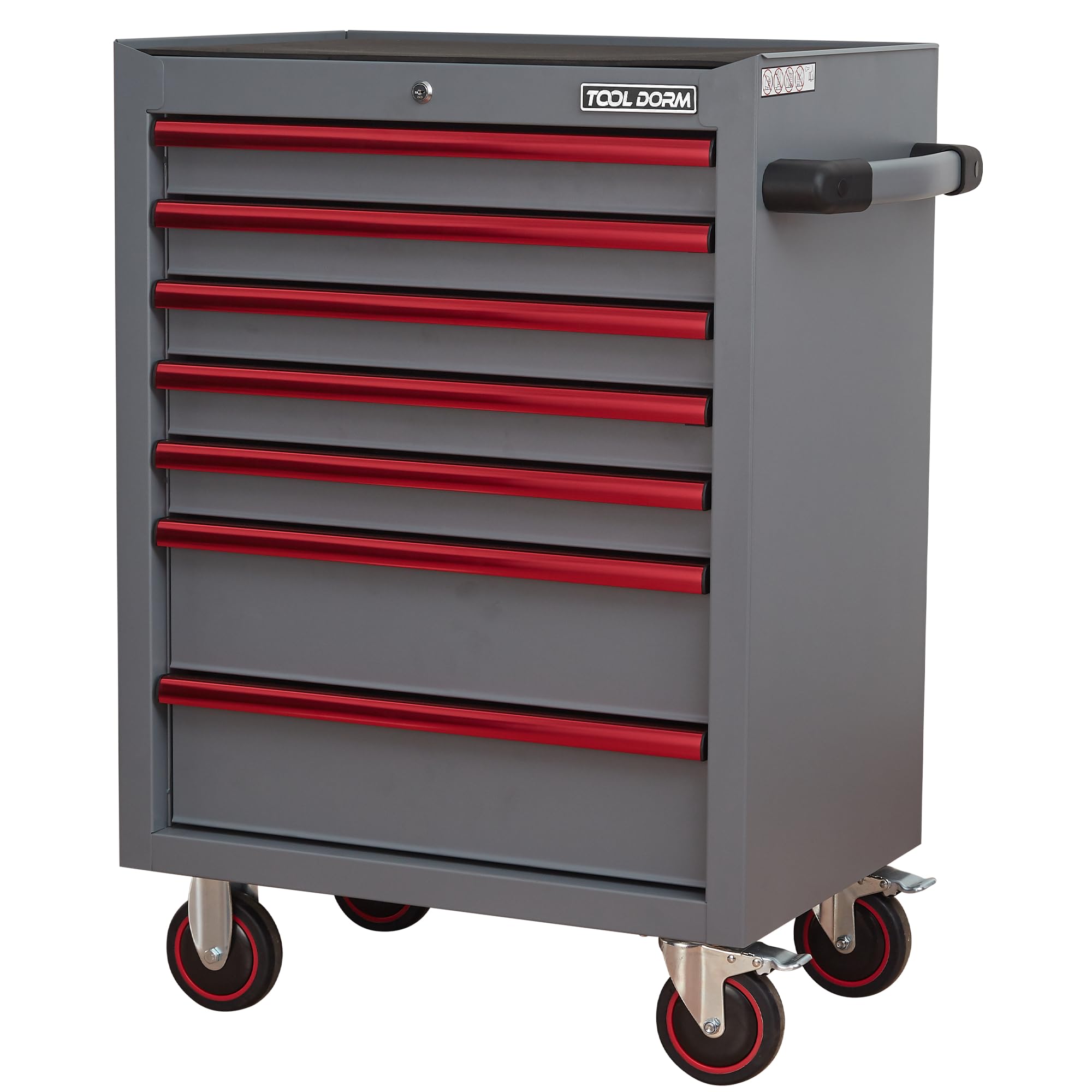 Tool Cabinets 26.7inch Rolling Toolbox with 7 Drawers, Metal Tool Chest with Wheels, Gray Color, Tool Cart for Garage, Warehouse, Repair Shop, Workshop(7 Drawers-Grey)