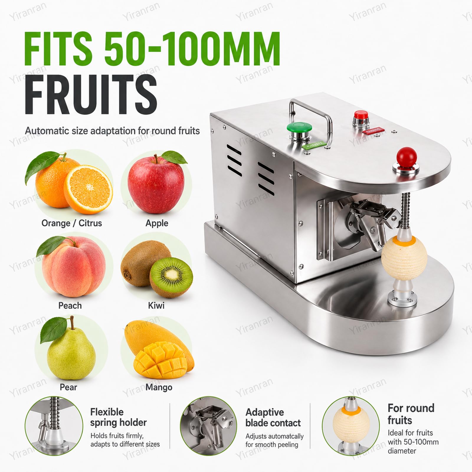 Peladora Automática Comercial De Limones Y Naranjas, Máquina Eléctrica para Pelar Frutas, 500 Piezas/Hora, Frutas De 50 A 100 Mm, Grosor De Pelado Ajustable, Acero Inoxidable para Duraznos,