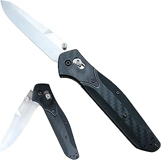 HUAAO Axis Lock Knife, EDC Folding Pocket Knives, 3.3 inch Satin Plain Edge Reverse Tanto Blade, Black Grivory Fiberglass Lightweight Handle with Belt Clip, for Outdoors, Camping - HUAAO