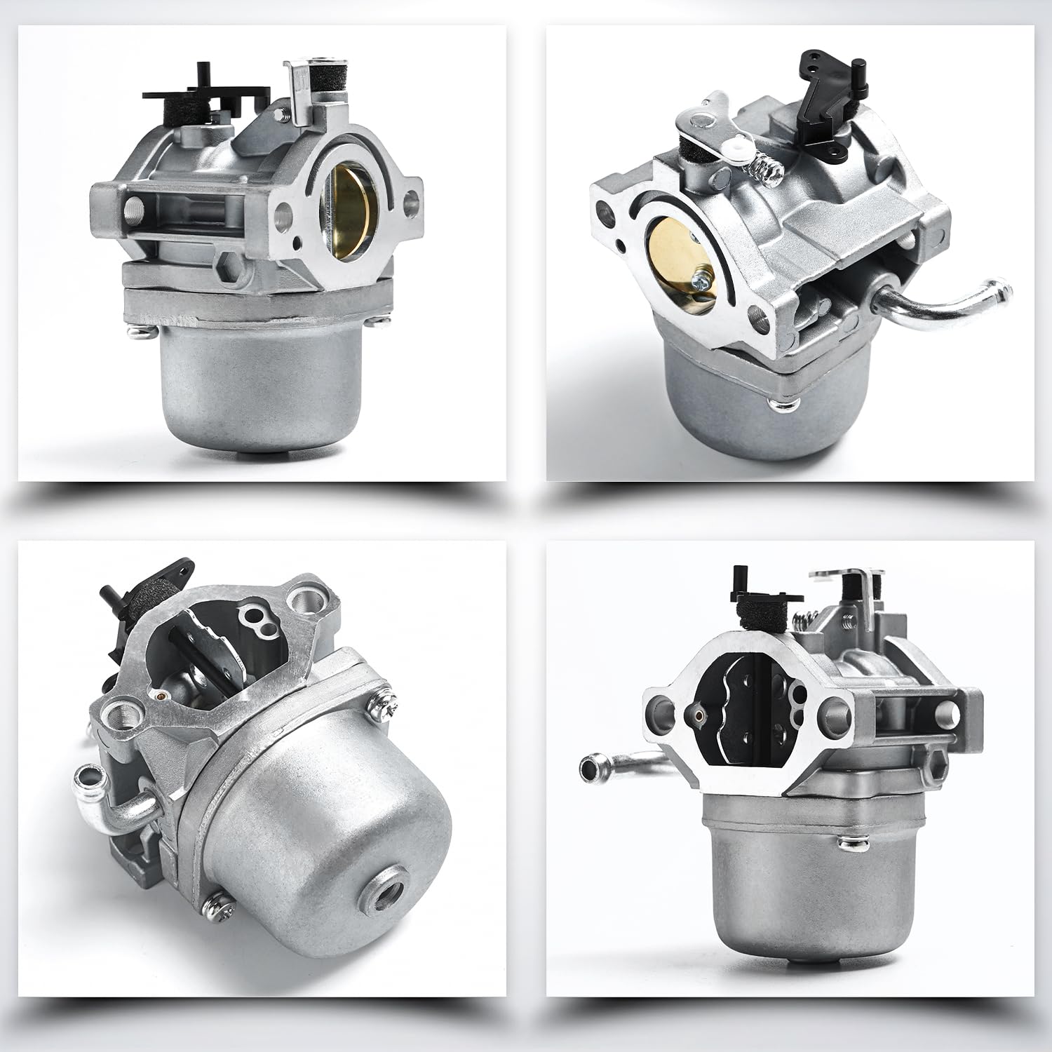 Carburador 590399 compatible con B&S 590399 796077 para Nikki 799245 cortacésped motor carburador con junta válvula de filtro de línea de combustible