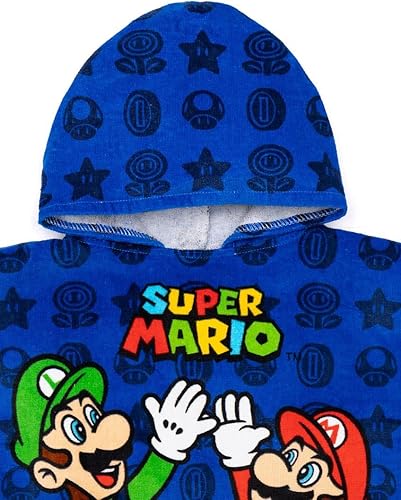 Miniatura 4 de Super Mario Toalla Poncho para niños  Toalla de baño de personajes de juegos para niños Mario Brothers  Luigi & Mario Star Blue Changing Robe
