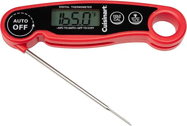 Cuisinart LCD Digital Instant Read Thermometer, Water Resistant Meat Thermometer for Home & Grill, Digital Grill Thermometer with Calibration & Backlight, Home Gadget, BBQ, Smoker, Oil Fry & Candy