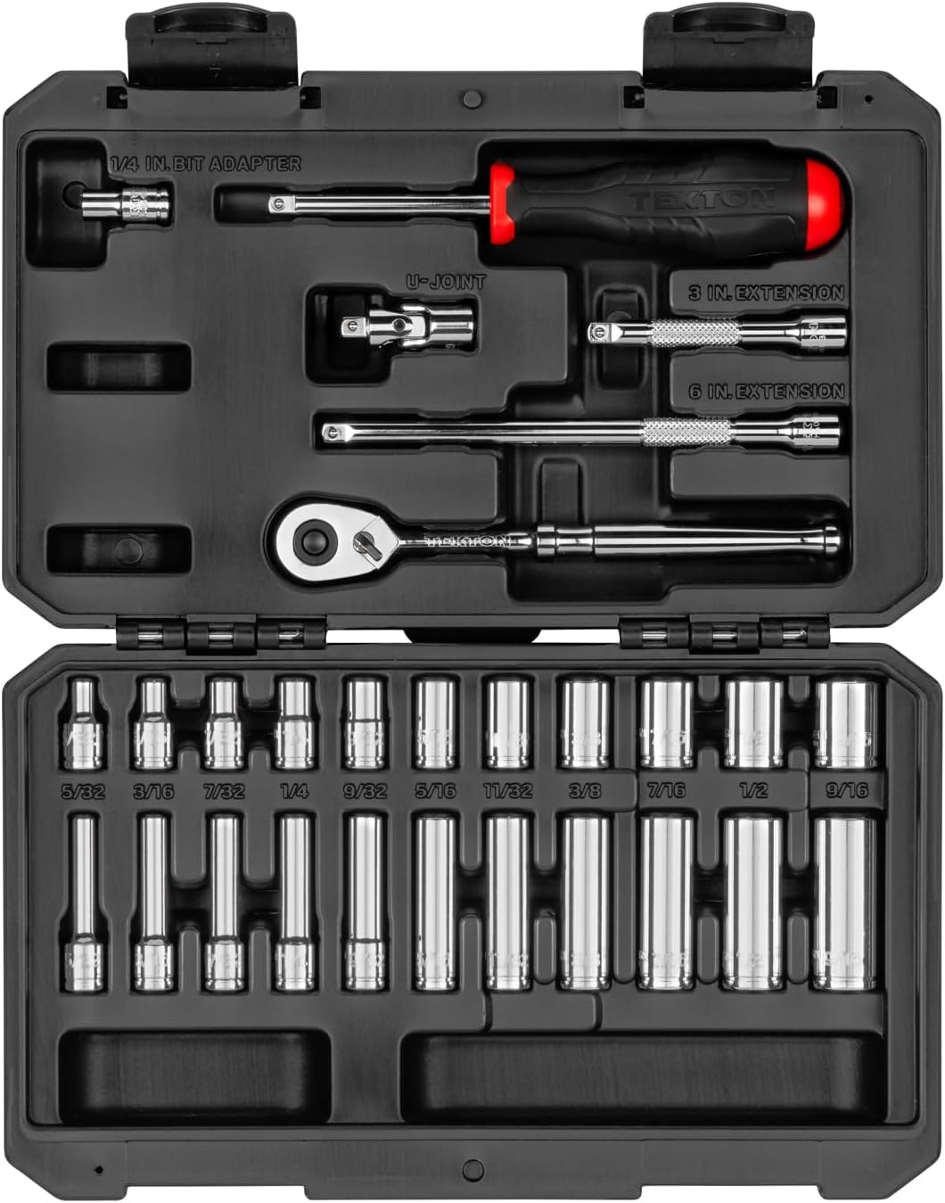 TEKTON 1/4 Inch Drive 6-Point Socket and Ratchet Set, 28-Piece (5/32-9/16 in.) | SKT05102
