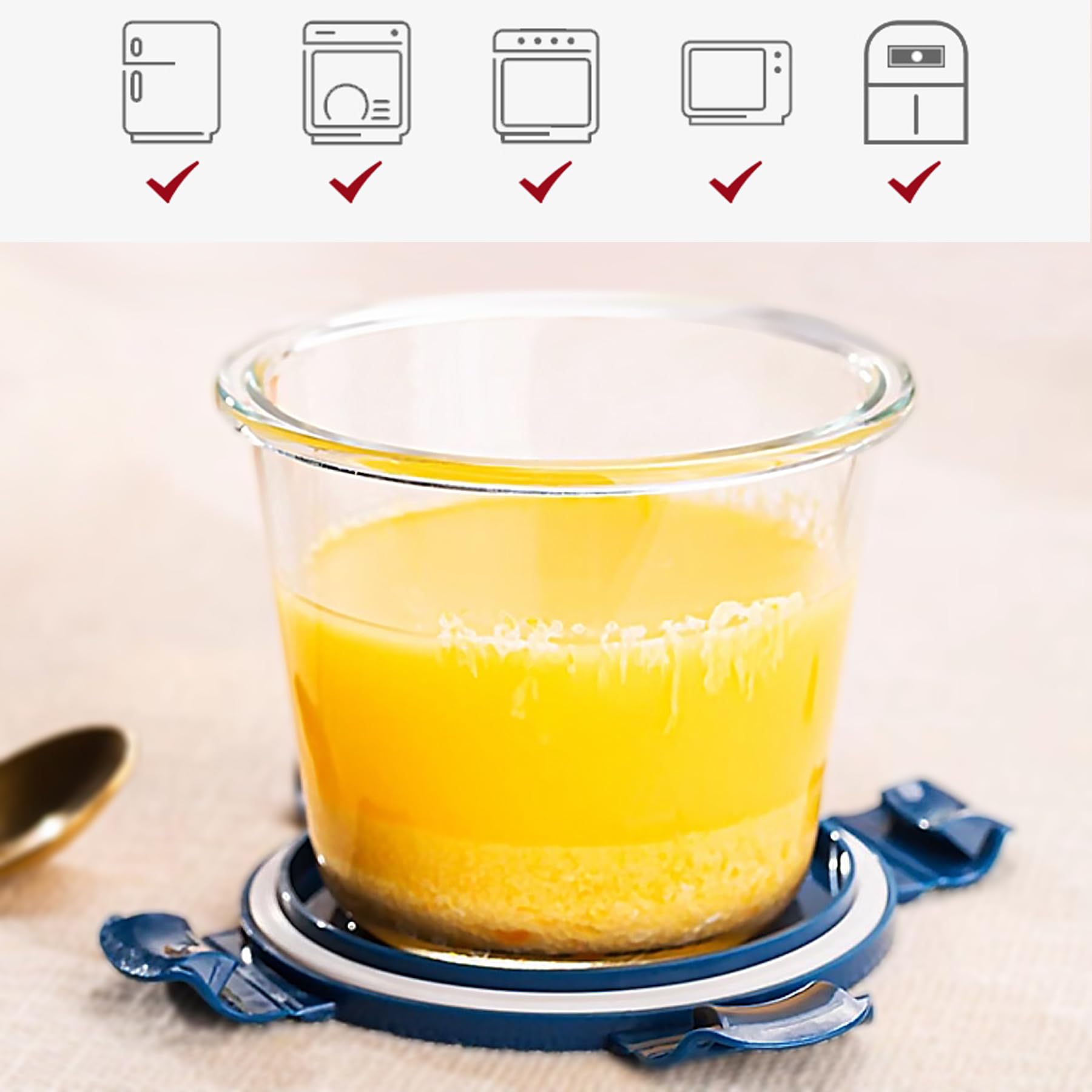 Recipientes de vidrio para almacenamiento de alimentos, recipientes de sopa de vidrio de 21 onzas con tapas, recipientes de vidrio para preparación de comidas, aptos para congelador,