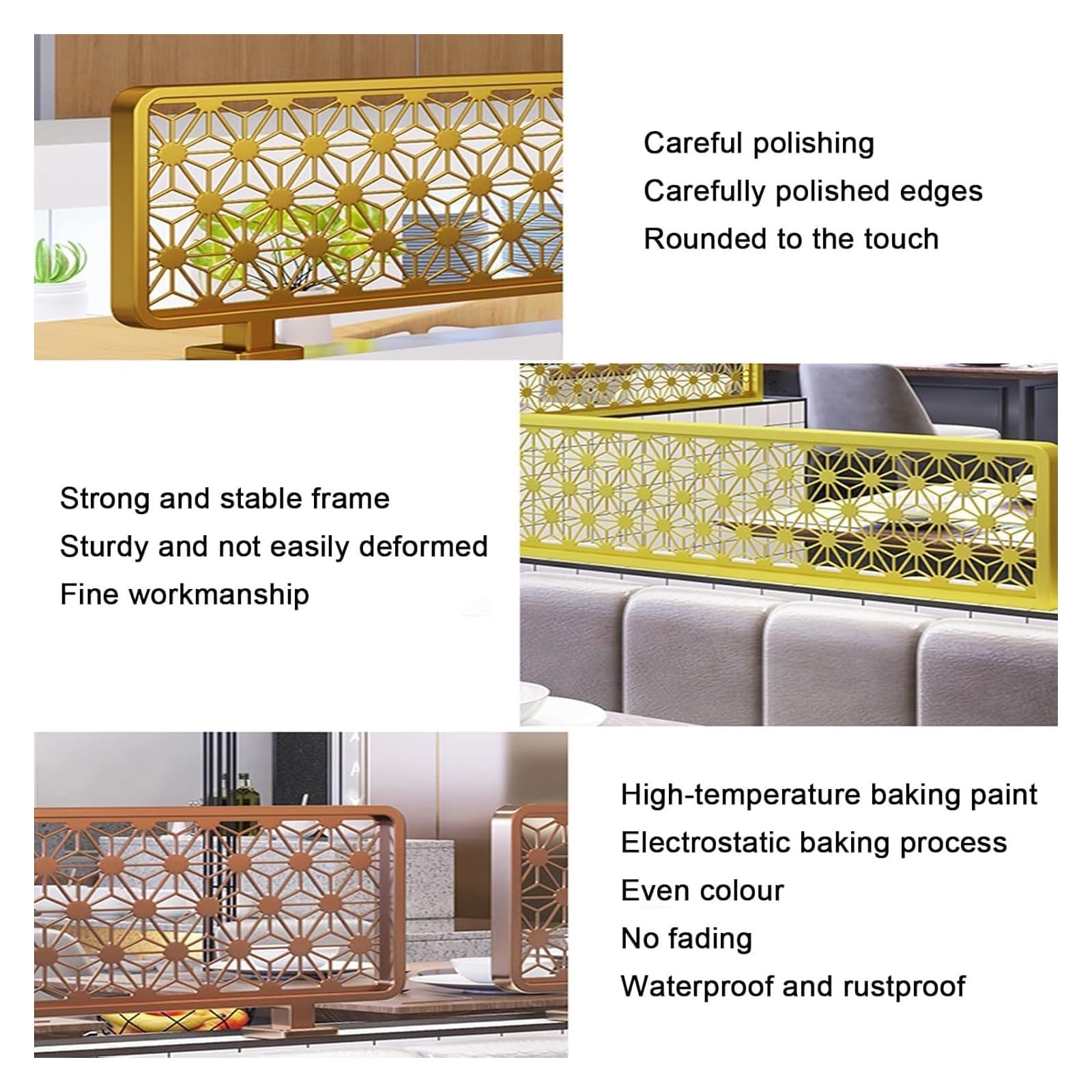 Genérico Mampara Decorativa de Cristal Dorado con Estilo - Mampara Baja y Elegante para Comedor y Restaurante, 70 cm de Altura, solución Ideal para Separar Espacios, diseño Moderno