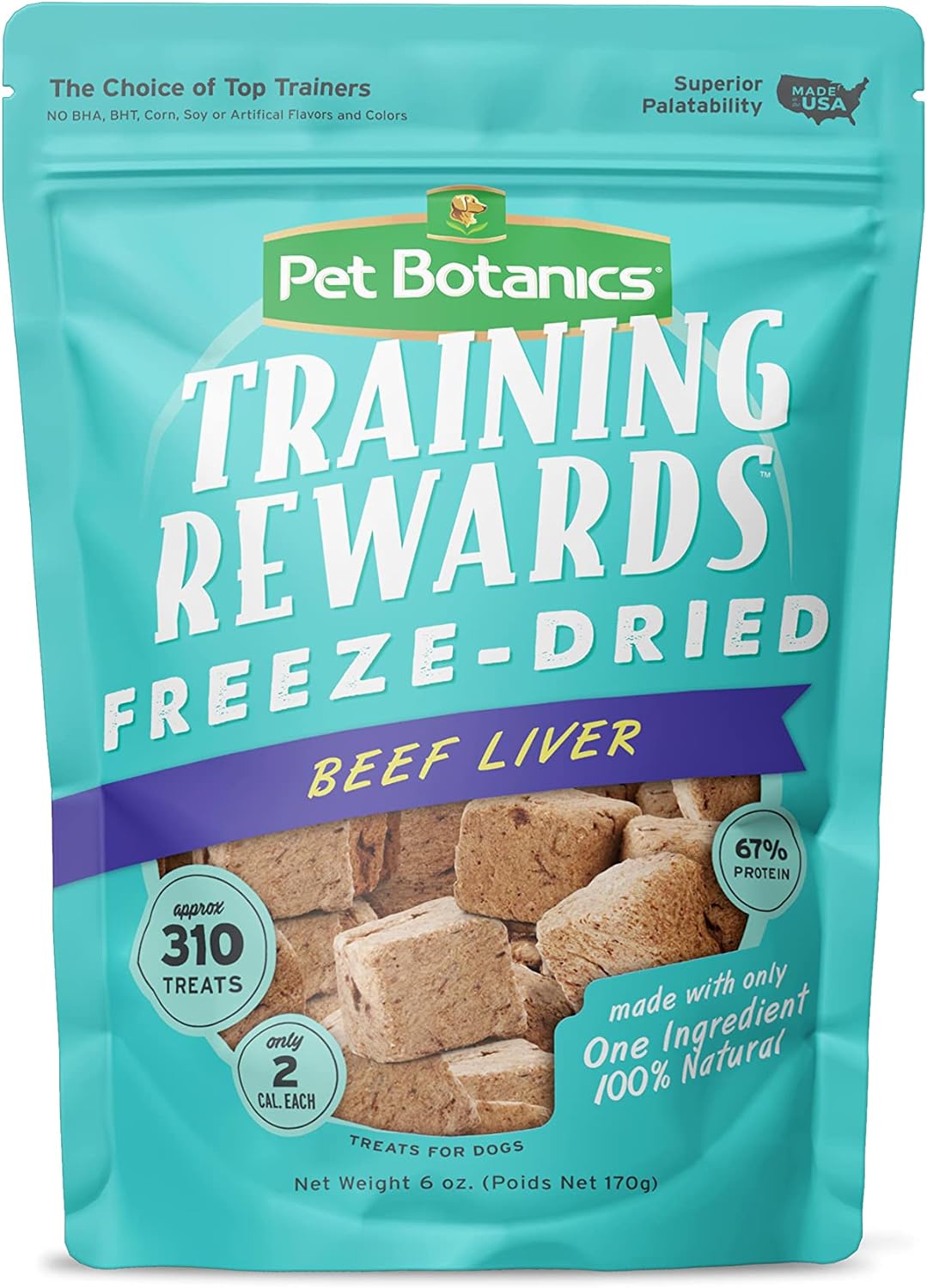 Pet Botanics 6 Oz. Pouch Training Reward Freeze Dried, Beef Liver Flavor, with 310 Treats Per Bag, The Choice of Top Trainers Pet Botanics 6 Oz. Pouch Training Reward Freeze Dried, Beef Liver Flavor, with 310 Treats Per Bag, The Choice of Top Trainers