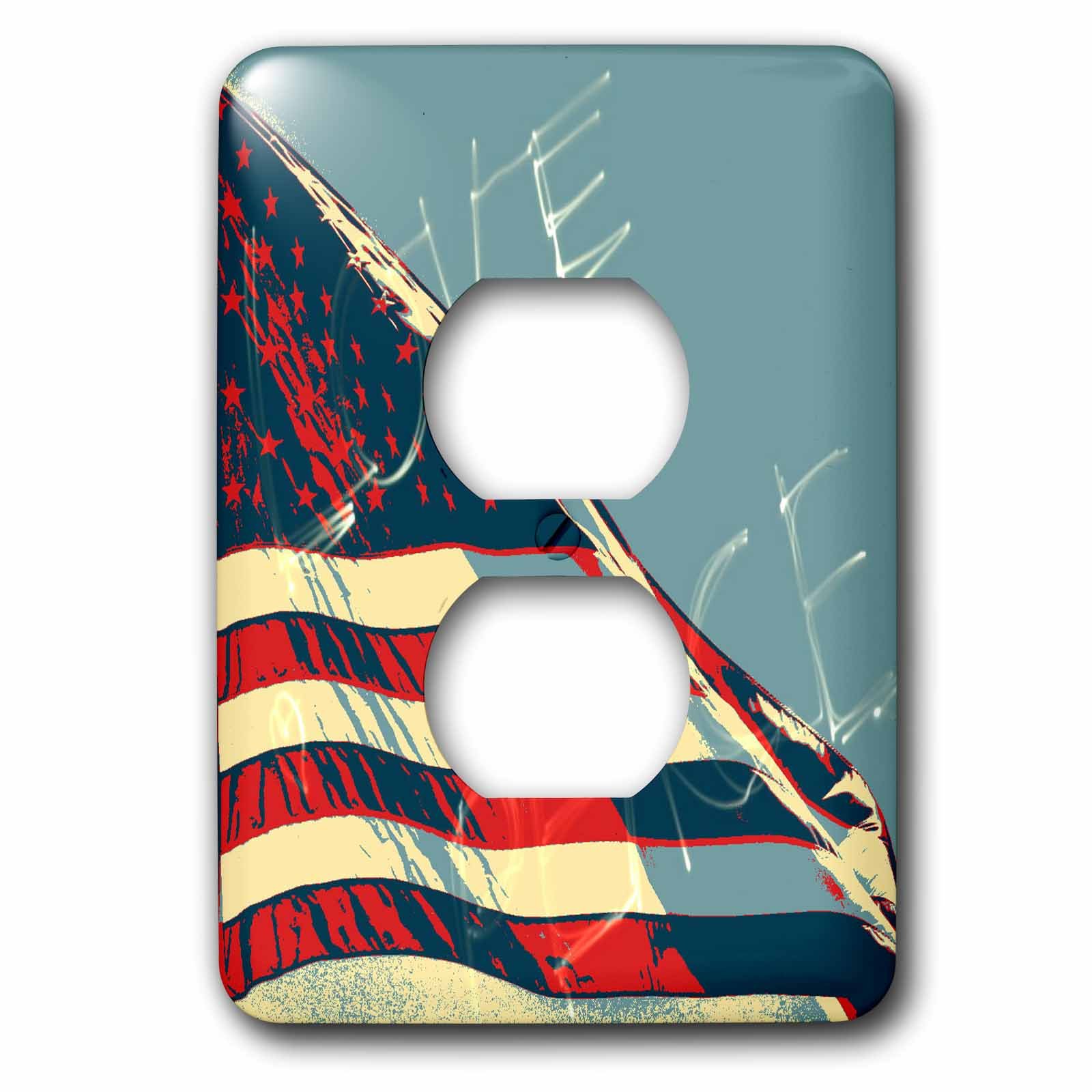Cache-prise Americana Love and Peace 3dRose LSP_53617_6 pour déco murale