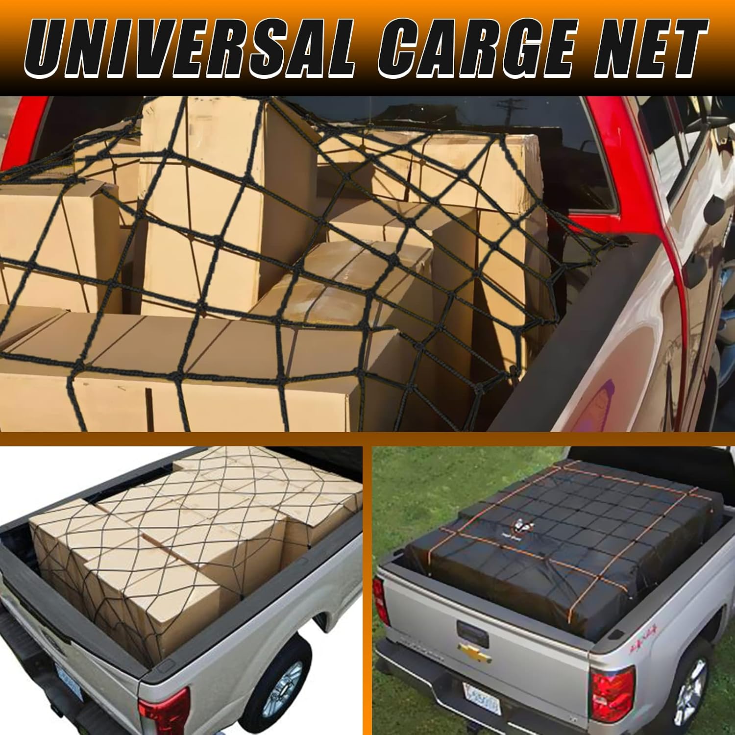 Anise Star Cargo Net for Pickup Truck Bed SUV, 3'x4' Stretches to 6'x8'