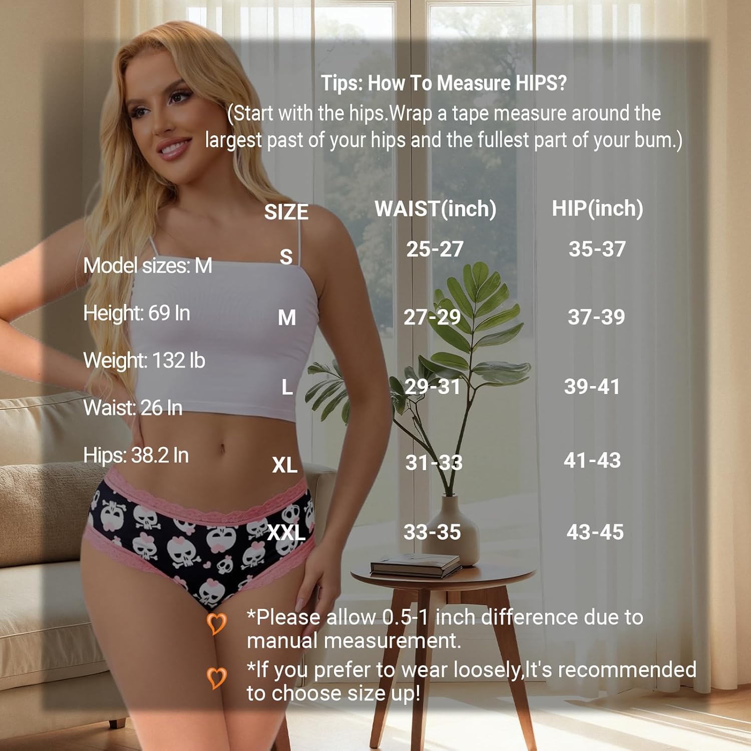 Women's Gothic Lace Hipster Panties 5~6Pack:Skull Rose Halloween Print,Pink Low Rise Bikini Soft Comfy Sexy Underwear - Image 7