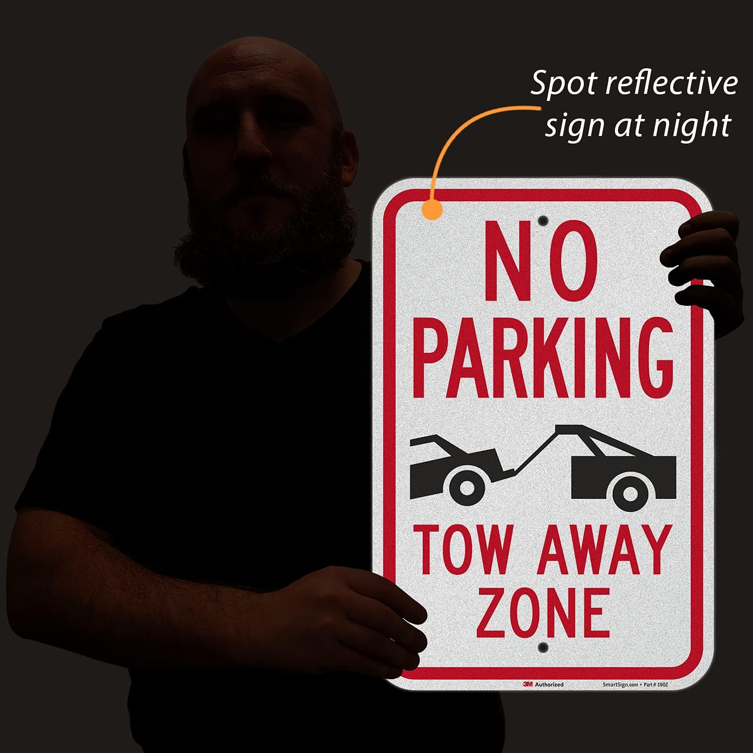 SmartSign "No Parking - Tow Away Zone" Sign | 12" x 18" 3M Engineer Grade Reflective Aluminum