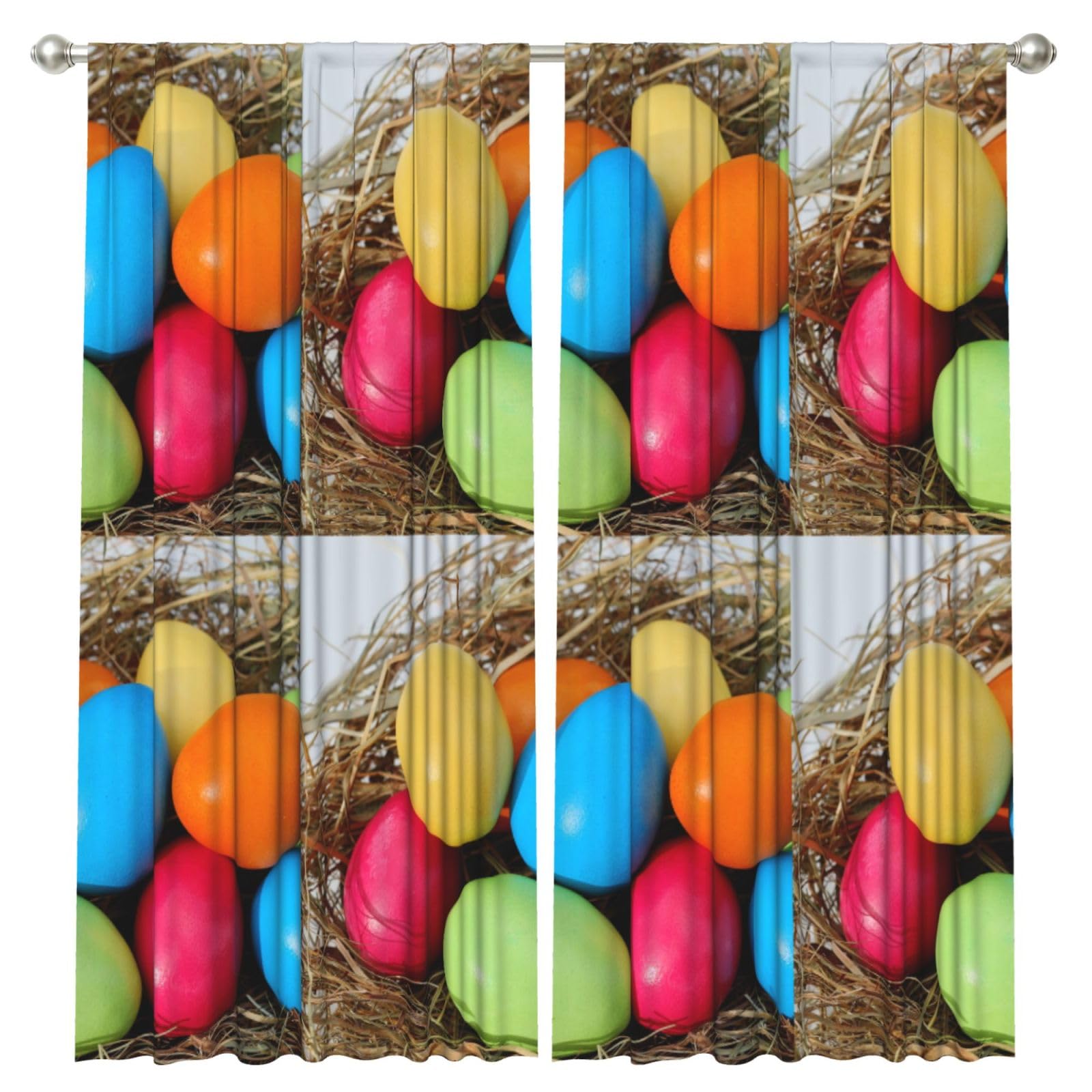 InOmak Easter Egg Colorful Modern, 2 Panels Window Curtains 52 x 84 Inch Blackout Curtains for Living Room Bedroom