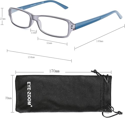 Miniatura 4 de Paquete de 3 lentes de lectura unisex con marco de plástico rectangular para hombres y mujeres