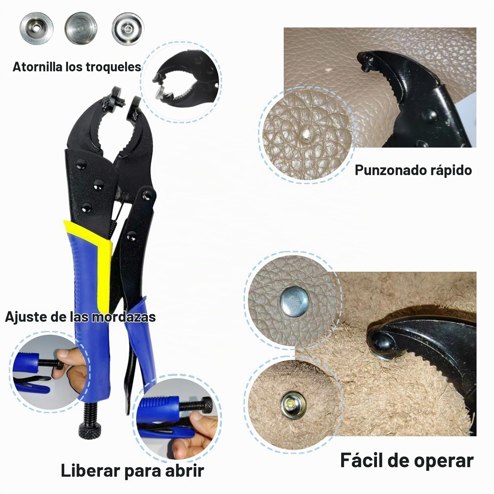 SUNAROC Corchetes De Presion Metalicos, 15mm Botones De Presion Metalicos Corchetes Cuero Broches Lona Botones Presion Acero Para Lona Ropa Cuero