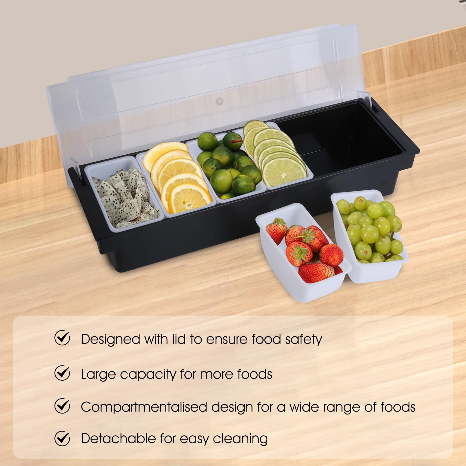 Accesorios para pizza, estación de cobertura de pizza, 6 soportes para condimentos, barra de ensalada, contenedor de almacenamiento de pizza, caja de queso desmontable multiusos para