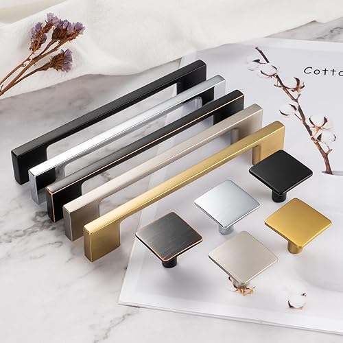 Miniatura 5 de ZP2205 - Tirador de 3 pulgadas con orificios centrales de pie ancho negro para armario de cocina, paquete de 10, herrajes sólidos para cajón,