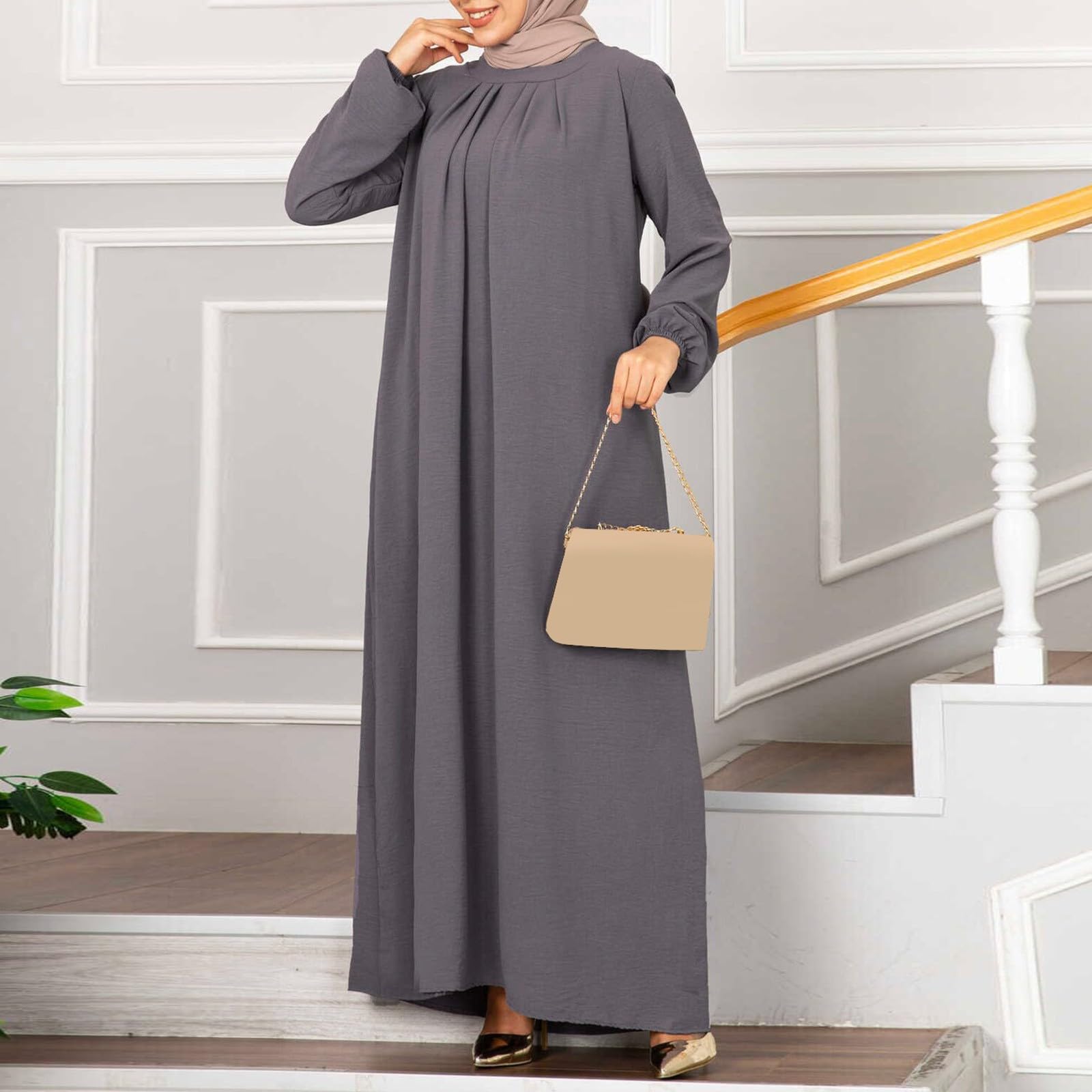 Générique Robe de Priere Femme Musulmane Plissé Turquie Robe Bal Soirée Robes de Prière Coupe Élégante Tenue Cérémonie Modeste Confortable Robes