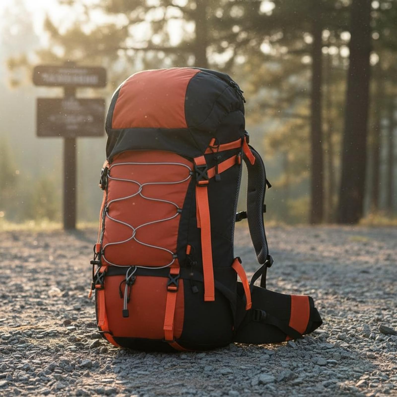 harayaa Rucksack Wasserdichter Outdoor Rucksack Wanderrucksack Trekkingrucksack Reiserucksack aus Nylon mit Gepolsterten Schultergurten Und Stabiler Trageform, Orange, Orange