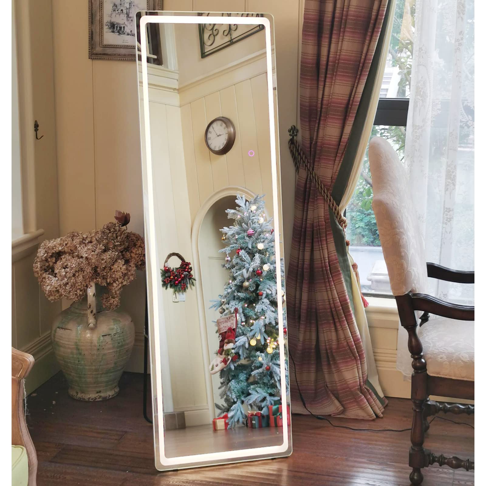 Buy LVZORY 63"x20" Full Length Floor Mirror Dimming Lights Bedroom Tall FullSize Body Mirror