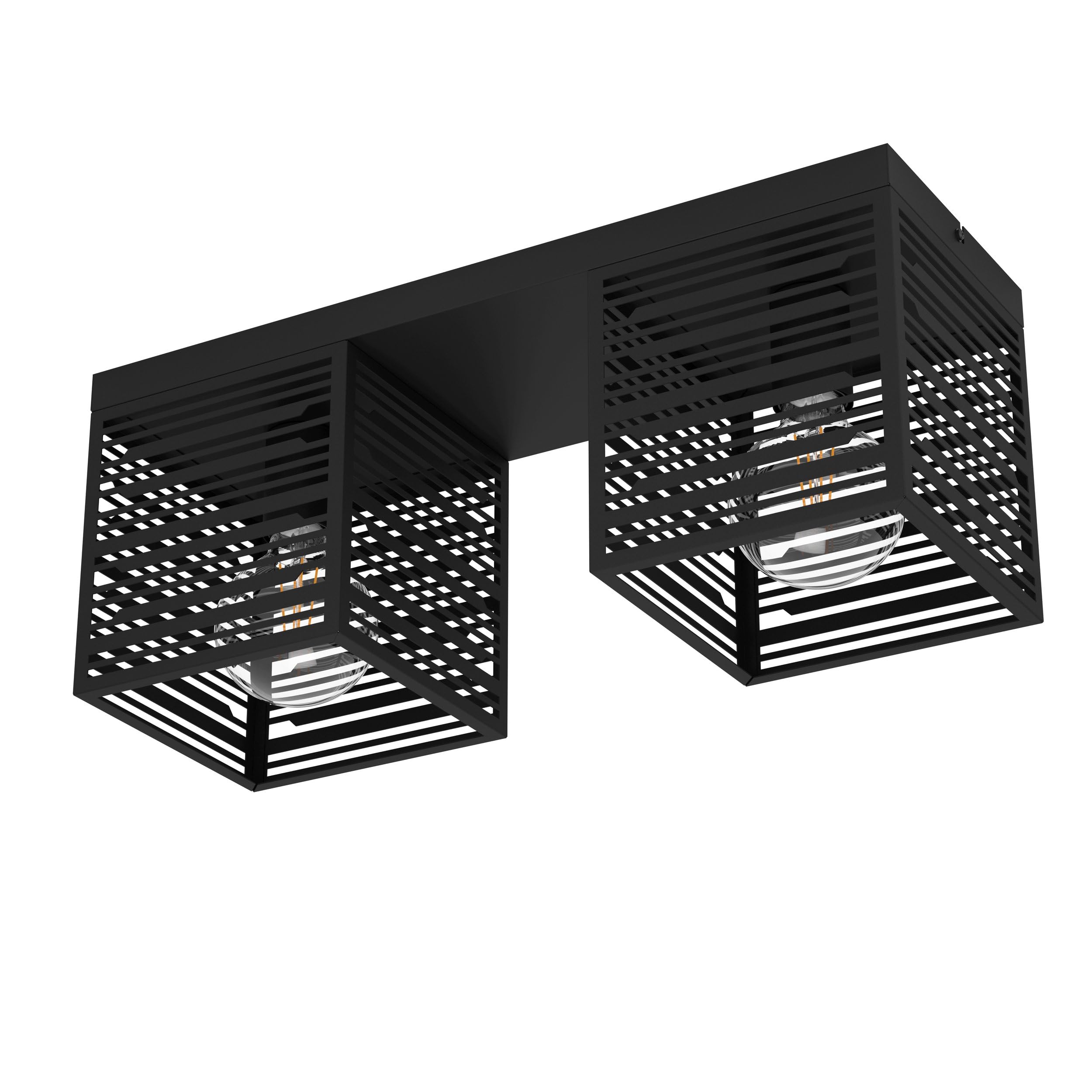 Eglo Schwarz Deckenlampe Piedritas, Rechteckige Deckenleuchte Aus Stahl In | Bündige Metall Wohnzimmerlampe, Lampe Decke Wohnzimmer, E27 Fassung, 52 X 18 Cm