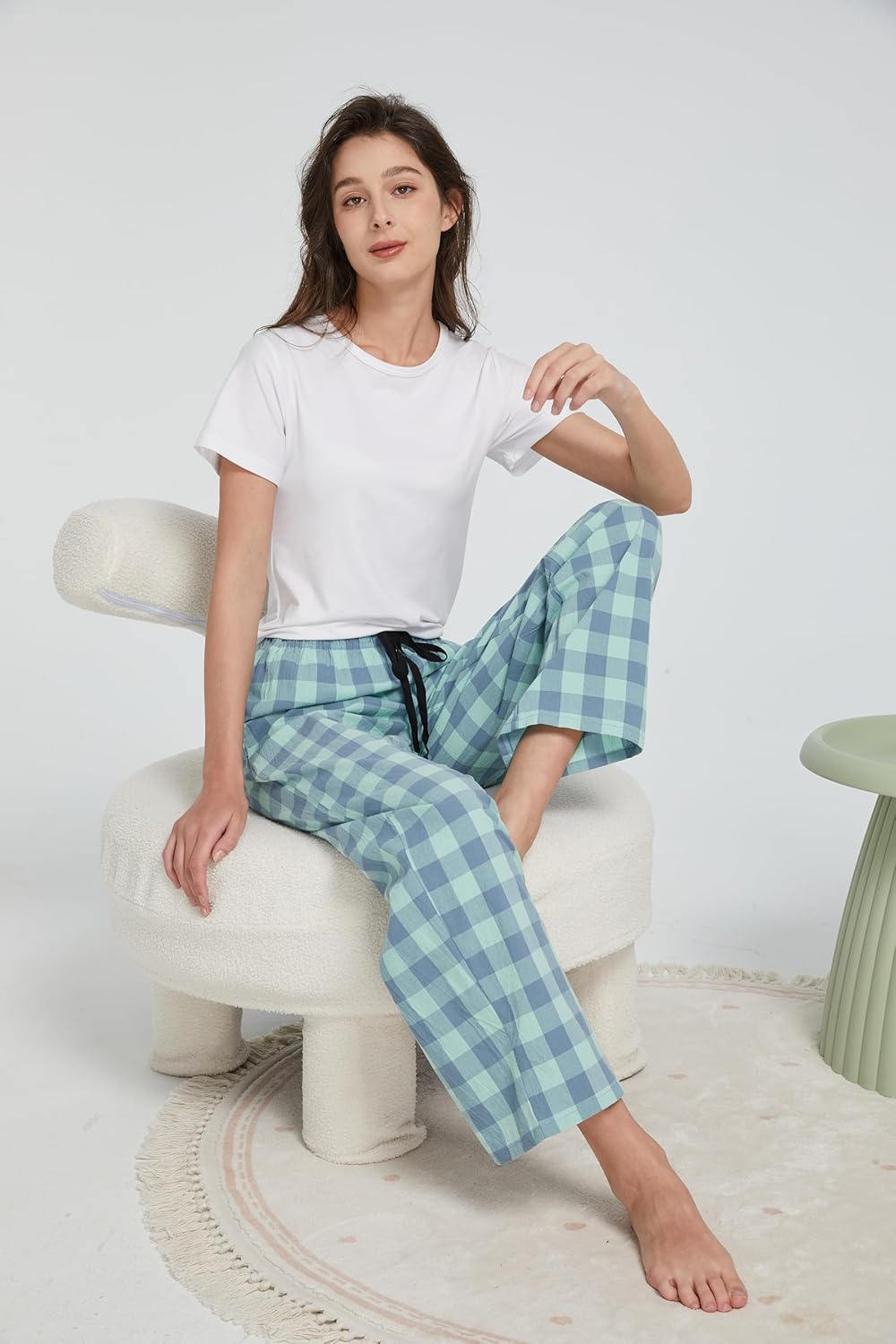 HiddenValor Women Lightweight Woven Cotton Plaid Pajama Lounge Pants With Pockets - Image 7