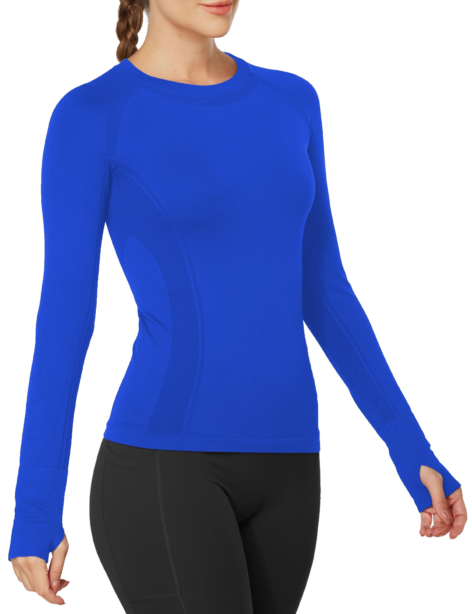 MathCat Seamless Long Sleeve Workout Tops with Thumb Holes