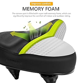 RERUIA Oversized Bike Seat Comfortable Saddle Dual Shock Absorbing Center Cutout Wide Large Exercise Bicycle Seat Leather Cover Waterproof Universal Fit for Men Women Seniors Outdoor Indoor Cycling