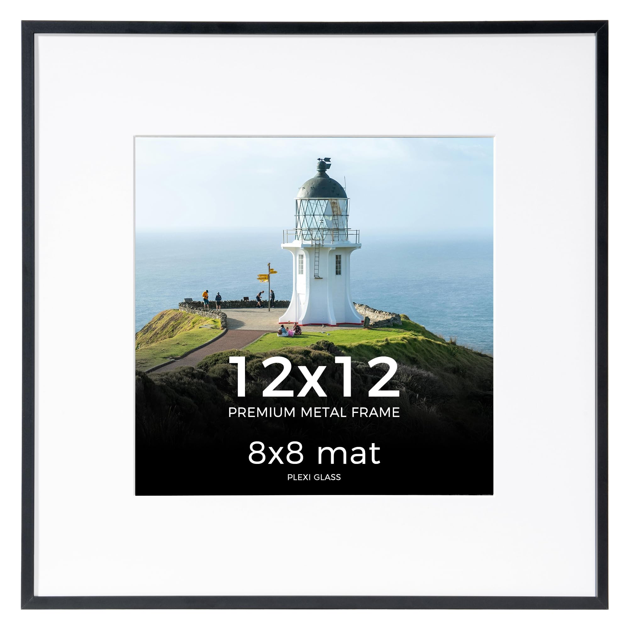 12x12 Picture Frame, 12x12 inch Photo Frame with Mount for 8x8 inch Frame, Metal Poster Frame with Tempered Glass for Home, Gallery Wall Mount Display, Black โ image 1