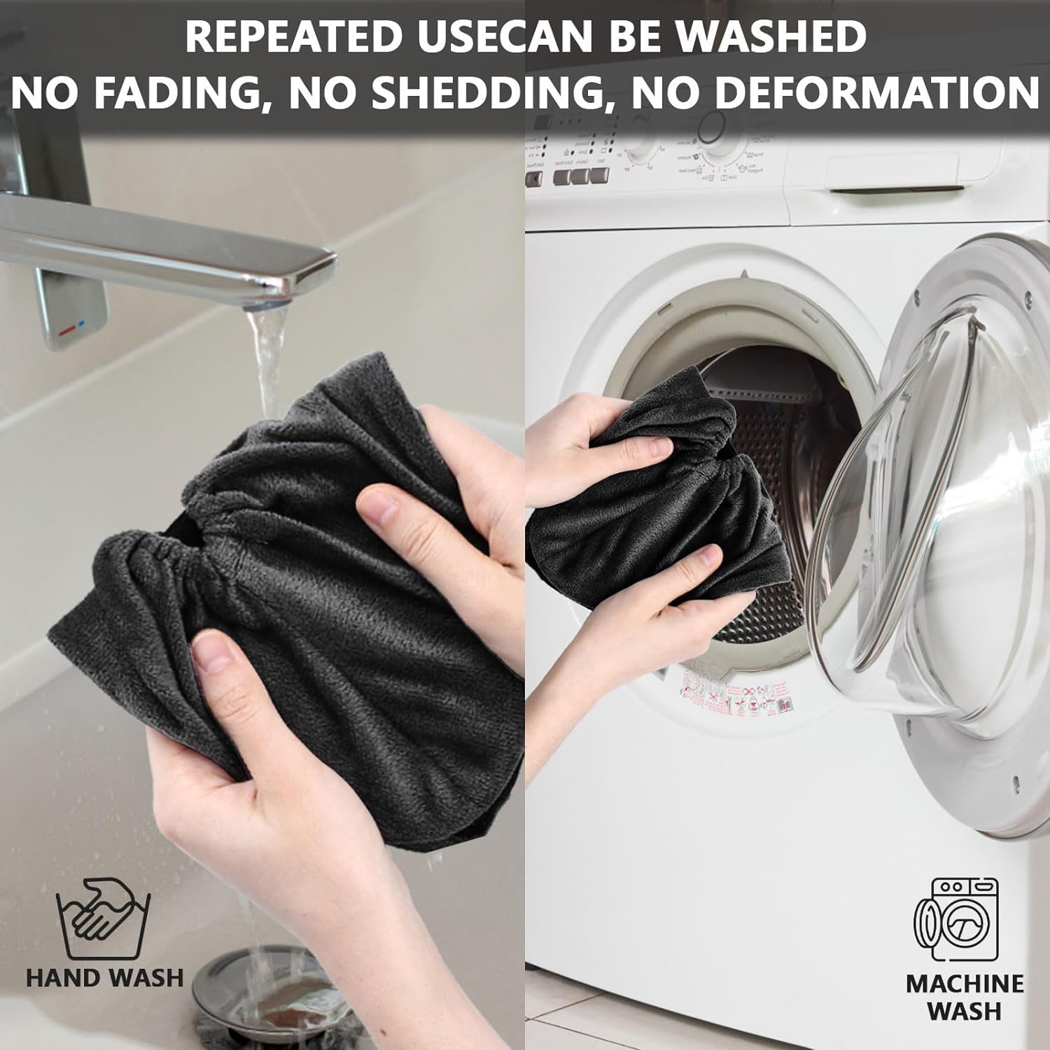 WUFANC Copriscarpe Lavabili - Copri Scarpe da Casa sono Antiscivolo Resistenti All'usura, Lavabili in Lavatrice - Copriscarpe Casa Ospiti Adatti per Diverse Aree Come Pavimenti (Nere-10Paia, L)