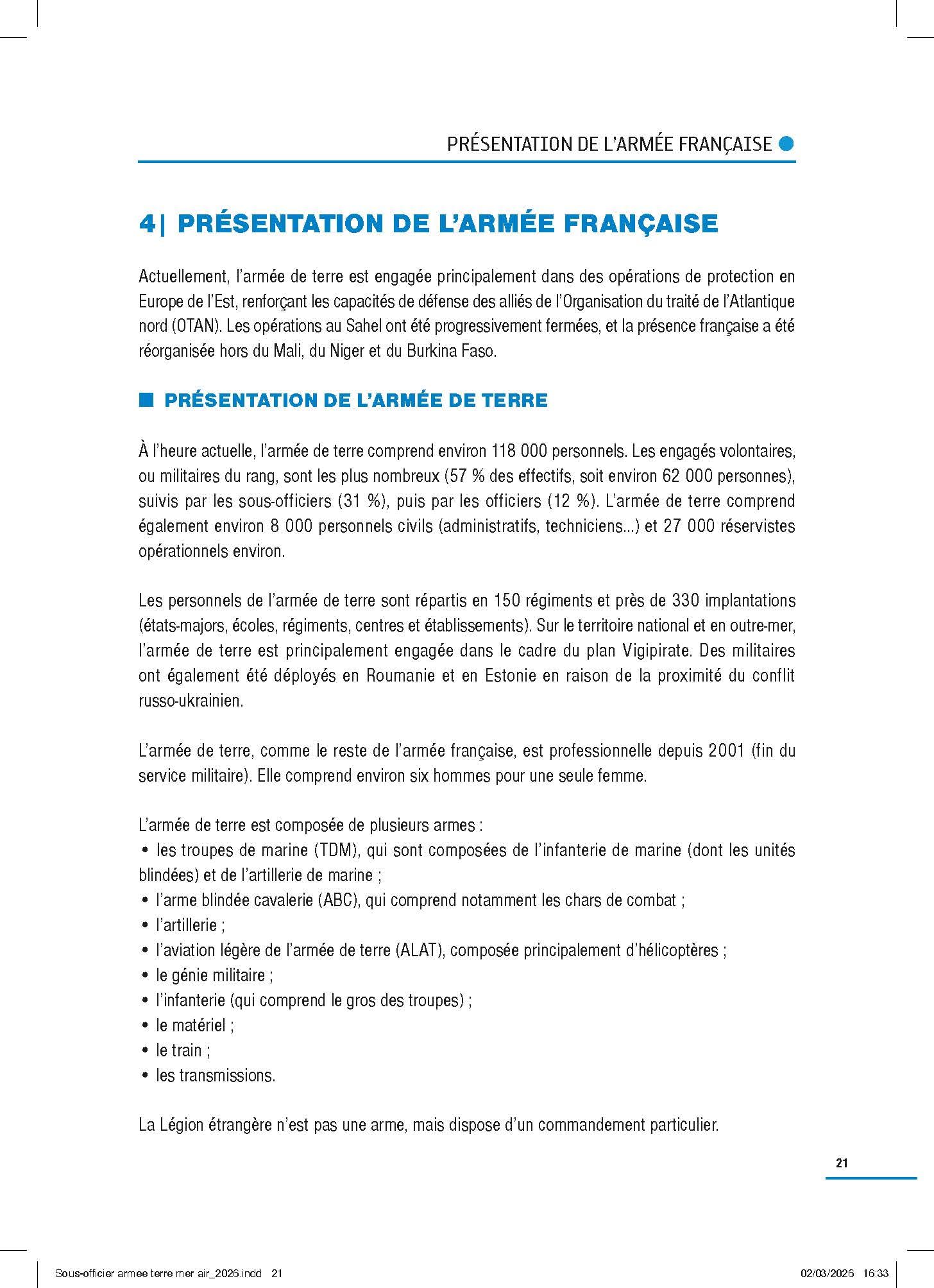 Sous-officier de l'armée – armée de terre – armée de l'air et de l'espace – marine nationale – Tout-en-un