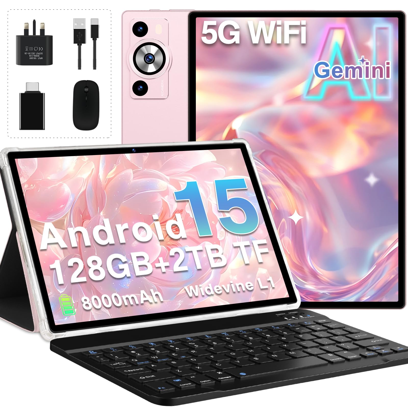 新品 Android15 Gemini AI タブレット 10インチ 128GB 2026 Tablet 10 Inch Android 15 with Gemini AI, 30GB RAM+128GB ROM
