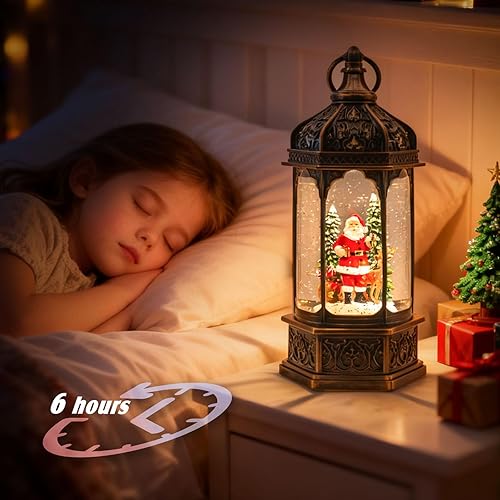 Miniatura 3 de Globo de nieve grande, linterna de decoración de Navidad de Papá Noel, globos de renos musicales, temporizador de 6 horas, batería y alimentación