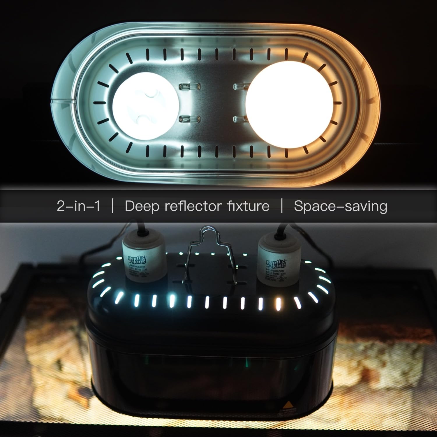 Reptile Light Fixture – Dual Dome with Ceramic Socket – Dual Use for Heat Lamp Emitter & Basking Bulbs & UVB Bulbs – Ideal for Bearded Dragon, Snake, Chameleon, Turtle & Terrarium Tank Accessories - image 4