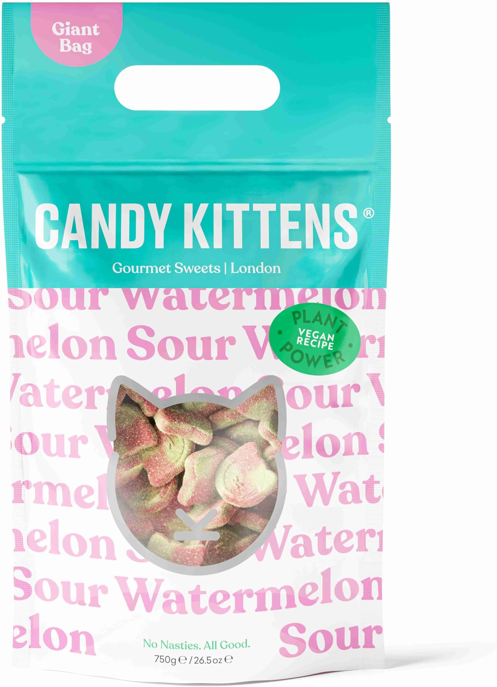 Vegan Sweets SOUR WATERMELON (750g Giant Bag) - Naturally Flavoured With Fruit Juice, Ideal Vegan Treat For Gourmet Sweet Lovers, Fruity & Delicious Vegetarian Treats