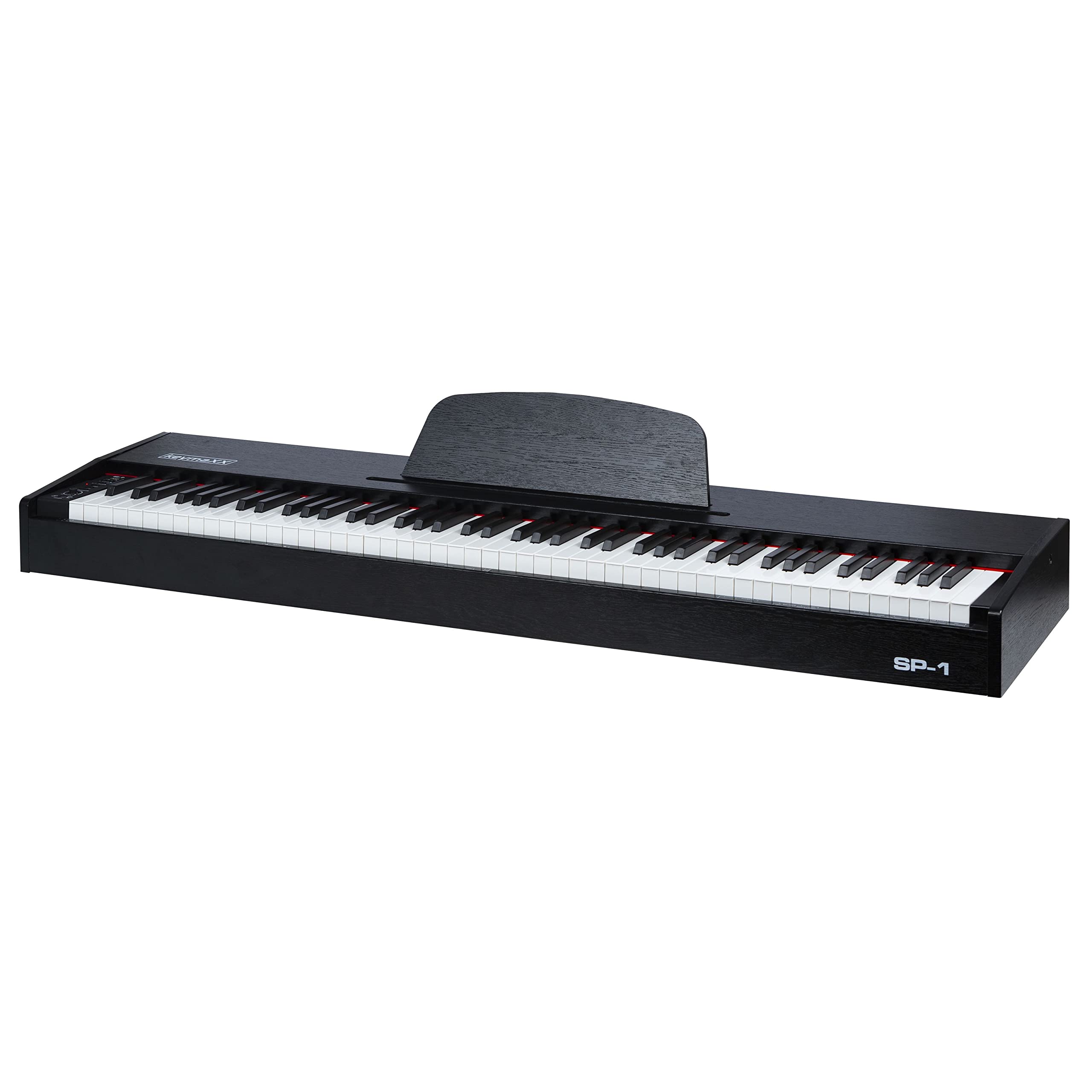 Digital Piano 88 Tasten, Hammermechanik, anschlagdynamisch, gewichtet, Anfänger E-Piano schwarz mit Pedalen, Notenhalter und 128 Stimmen, SP-1
