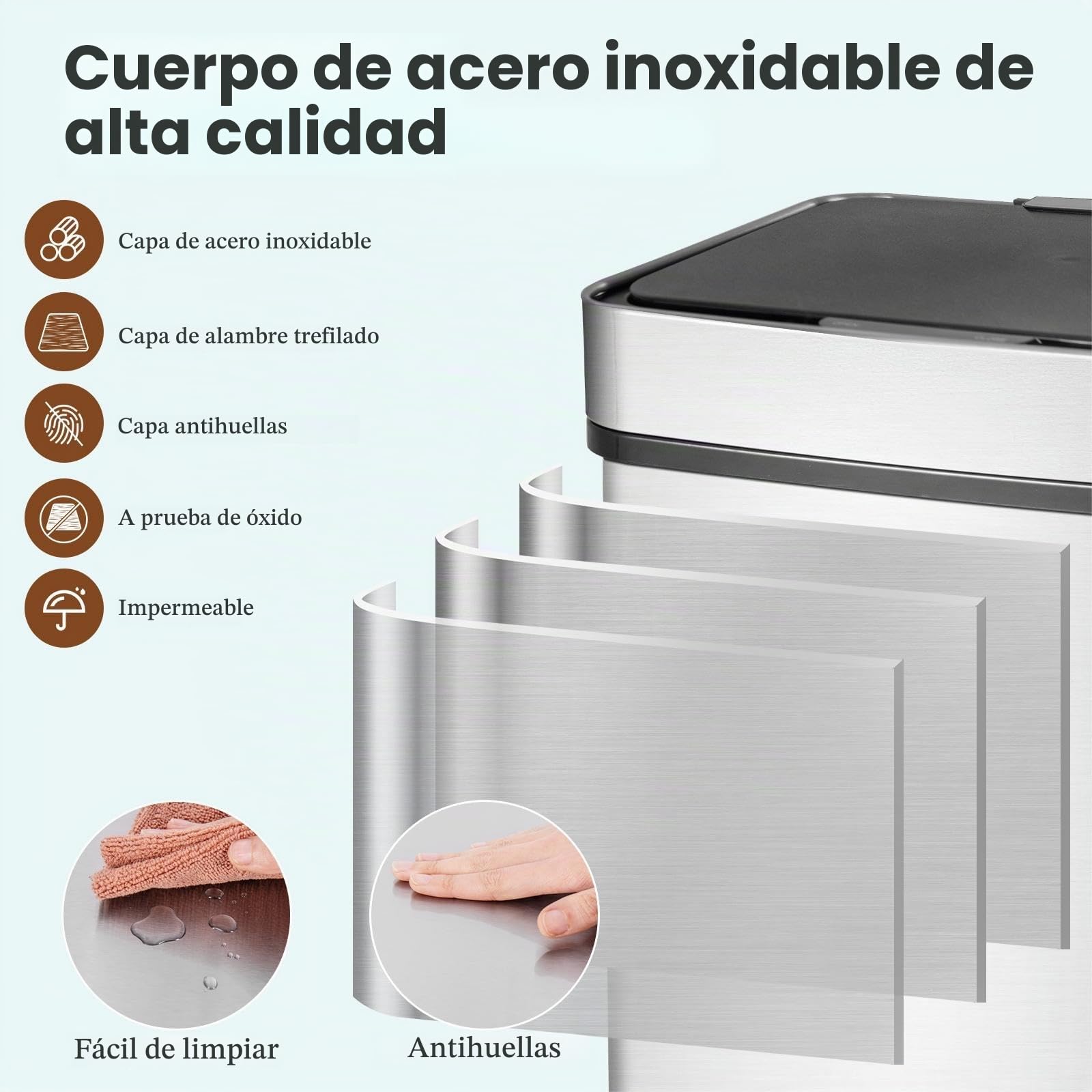 LIFEZEAL 72 L Cubo de Basura Cocina de 4 Compartimentos, Cubo Basura Apertura Automática con Sensor de 2 Niveles, Papelera de cocina de interior, Acero Inoxidable
