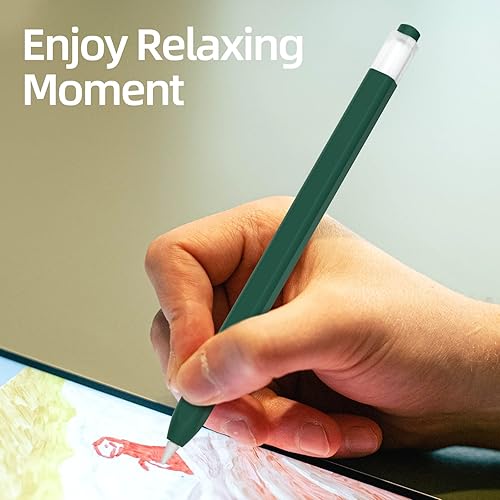 Miniatura 6 de JOOSKO Paquete de 3 fundas para Apple Pencil de 1 generación, funda de silicona antideslizante, con 10 cubiertas de punta de silicona para Apple
