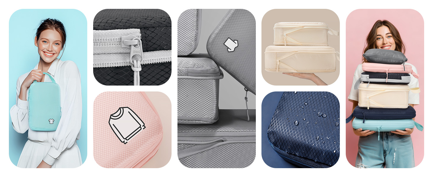 Set Di Organizer Per Valigia Capella Con Compressione – Misure M, L, XL In Nylon Riciclato Impermeabile, Ultraleggeri E Resistenti