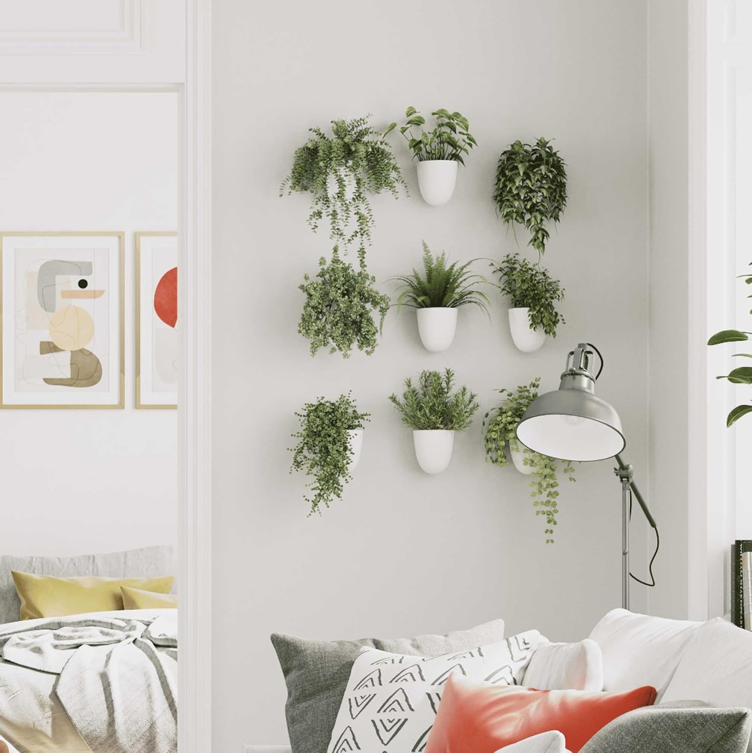 PlantPod Classic - Self-Watering Wall Planters (9, White) - Easy to Water and Install - Lightweight - Design Your Own Vertical Garden - Wall Planters for Indoor Plants