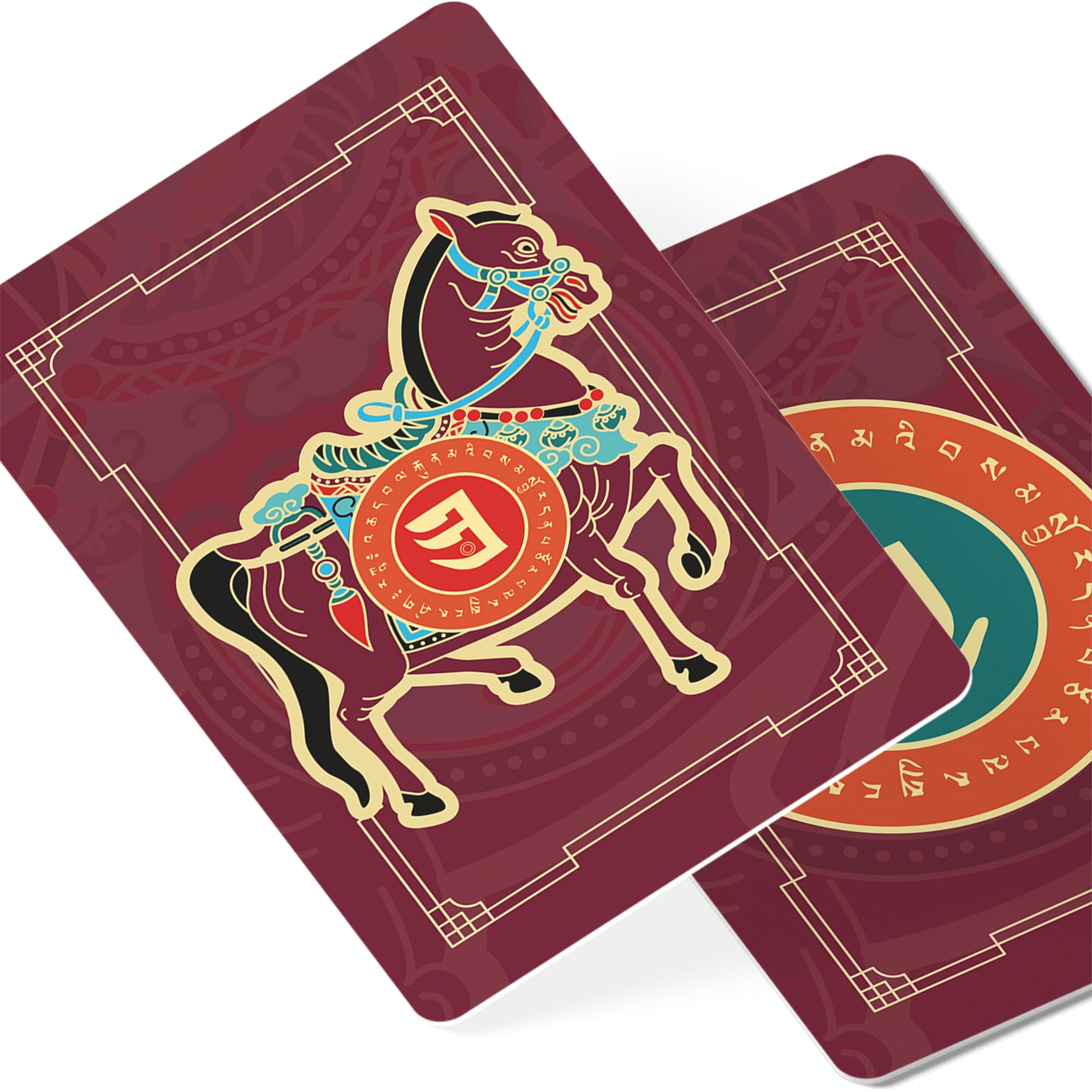 Three Powers Windhorse Amulet Card, Symbol Success, Luck and Achievement, Feng Shui Gift, Pocket-Sized Talisman Card, New Chinese Year Gifts, Made in USA (2 Pack)