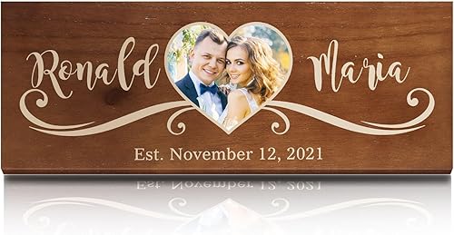 Bemaystar Regalos de boda personalizados, letreros de madera con nombre, foto, fecha, para recuerdos únicos de aniversario, ideas de regalo, regalos
