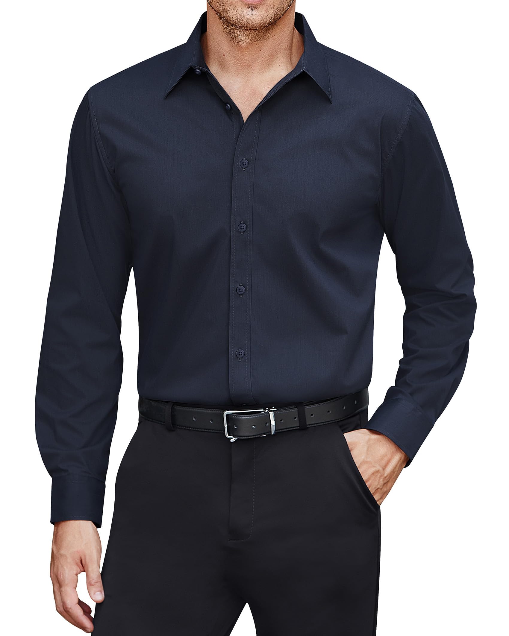 J.VER Herren Hemd Fleckenschutz Hemden Regular Fit Bügelleichtes Langarmhemd Klassisch Stretch Businesshemd Freizeit Hochzeit Hemd