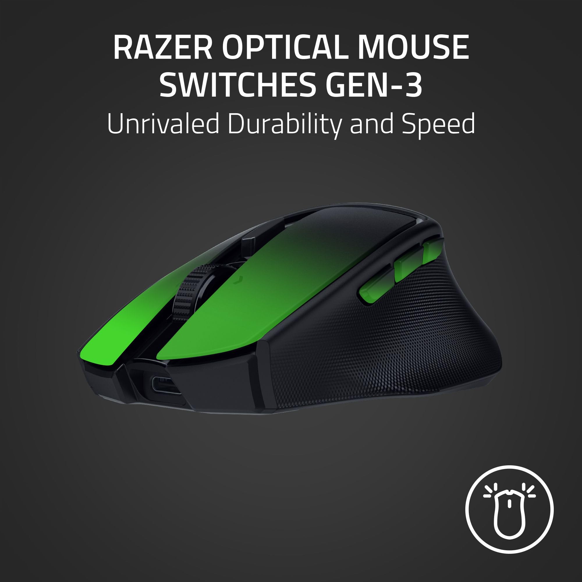 Razer Basilisk Mobile - Petite souris de jeu sans fil ergonomique et portable - AI Prompt Master - Focus X 18K Sensor (Connectivité Tri-Mode, jusqu'à 105 heures, Mouse Switches Gen-3) Noir