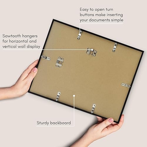 Miniatura 5 de Americanflat Marco de diploma de 11 x 14 pulgadas con vidrio inastillable, juego de 2 unidades, para uso como marco de 8.5 x 11 pulgadas con