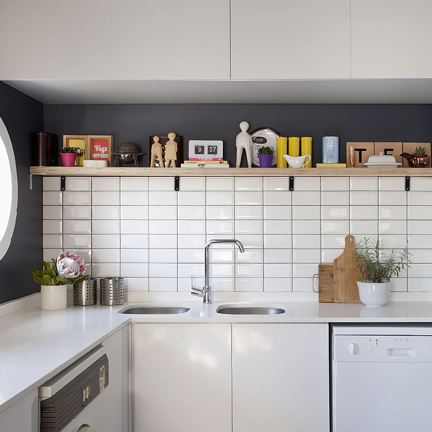 4 Pack Black L Shelf Brackets - Heavy Duty Steel Corner Braces For Floating Shelves 4 Inch