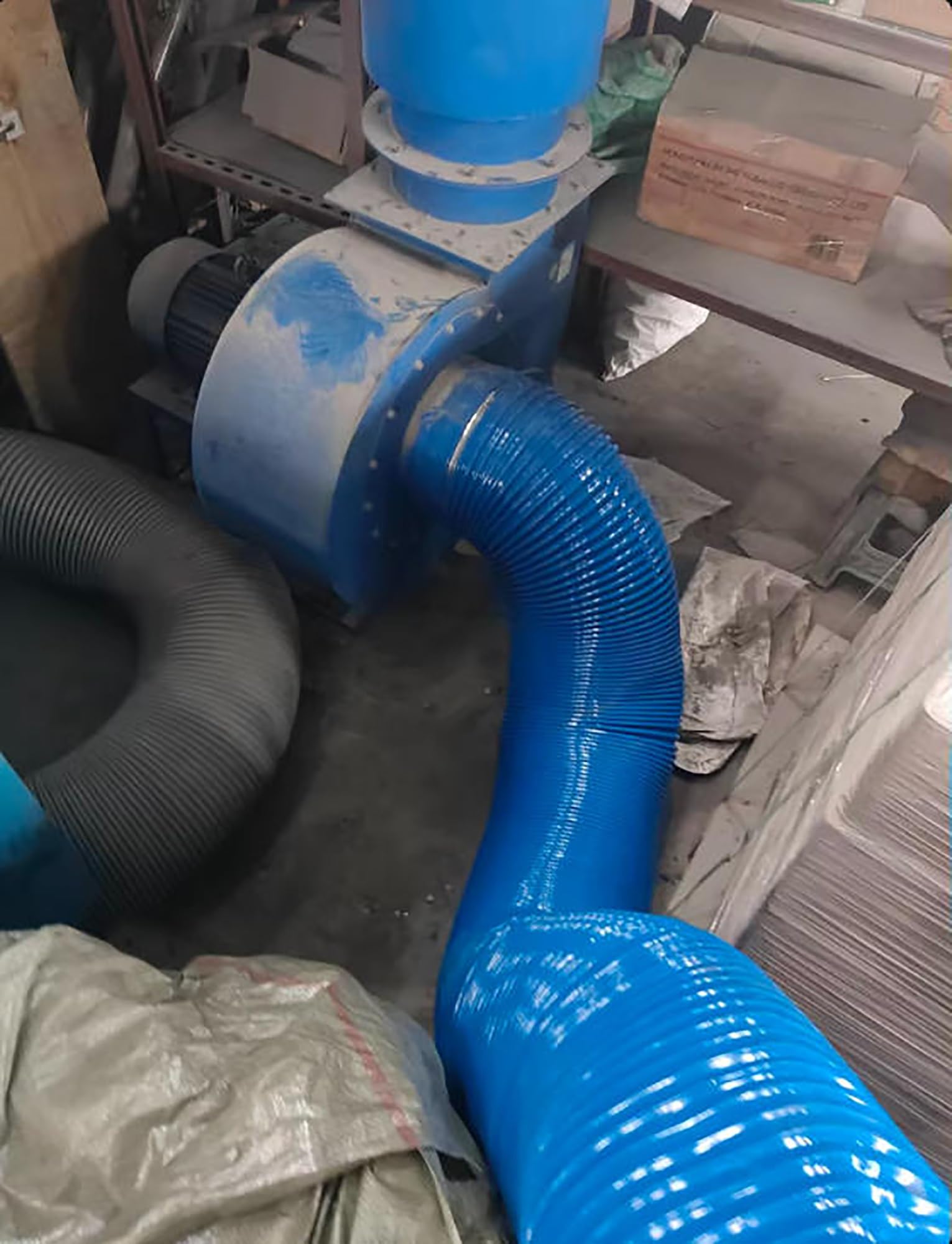 Manguera de succión polvo, caucho PVC | Manguera de recolección de polvo de PVC azul Ventilación CNC for carpintería 100 cm D 3,2-40 cm (D 5,5 cm)(D 21cm)